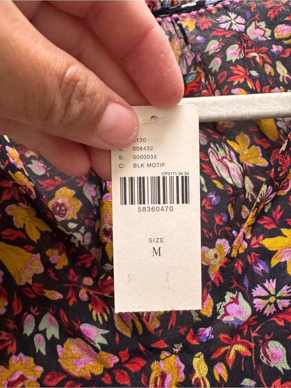 Anthropologie Black Floral Tiered Long-Sleeve Dress with Pink & Orange Accents - Picture 4 of 10